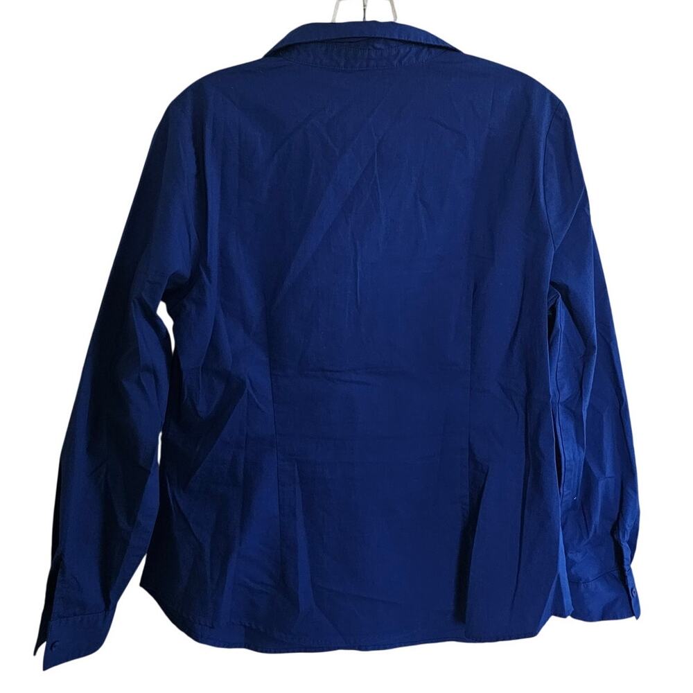 Worthington Blue Stretch Fitted Women's Button Down Blouse, Royal Blue, Size 14 - Picture 3 of 9